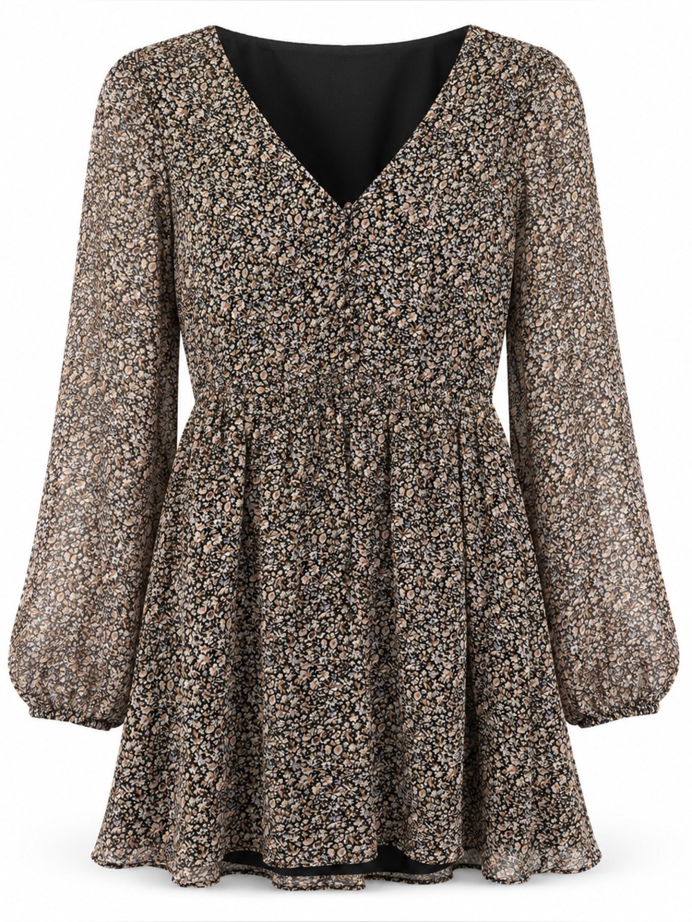 NWT Madewell Black Floral V-Neck Smocked Mini Dress Size S
